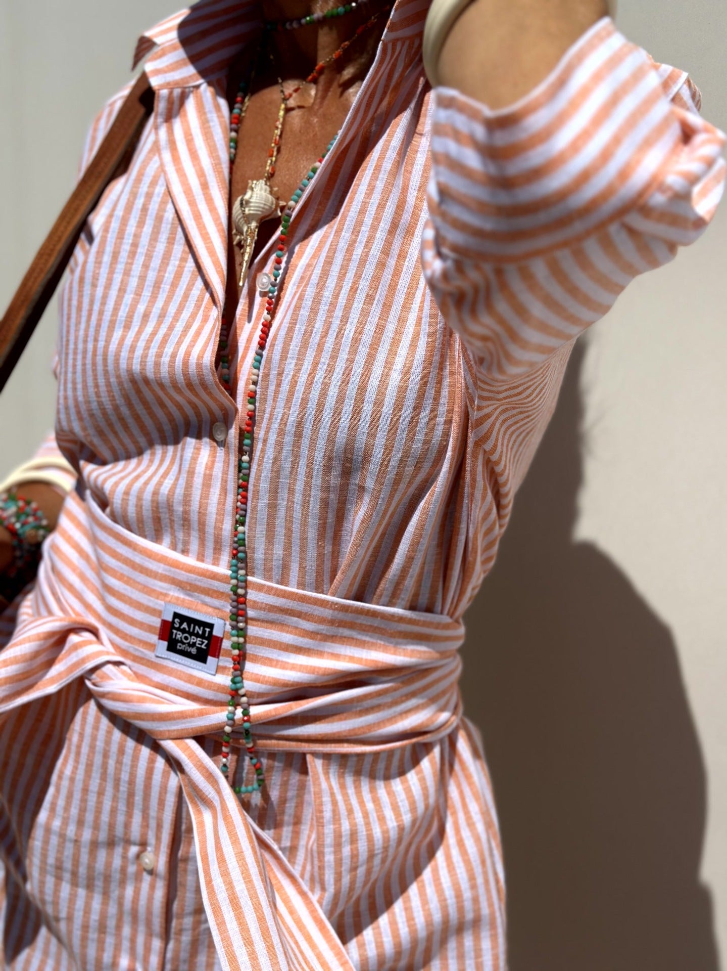 Women's half Sleeve Striped Button-Down Shirt Dress with Lapel Collar