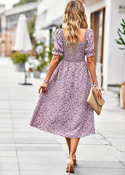 Elegant Square Neckline Summer Midi Dresses