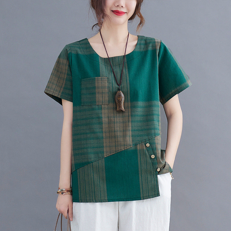 Vintage Stripe Cotton Linen T-Shirt