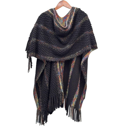 Colorful Popcorn Stitch Knit Shawl