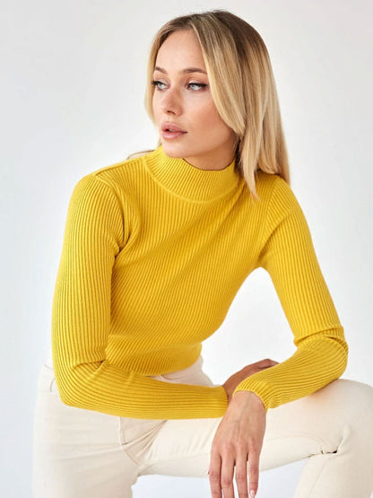 Sexy High Neck Knitted Sheath Shirts