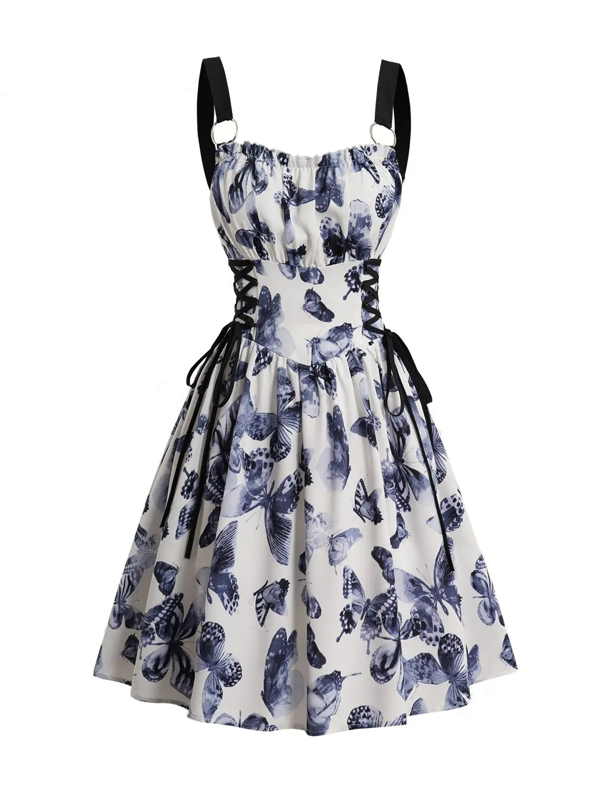 legant Floral Print O-Ring Strap Slimming Party Dress