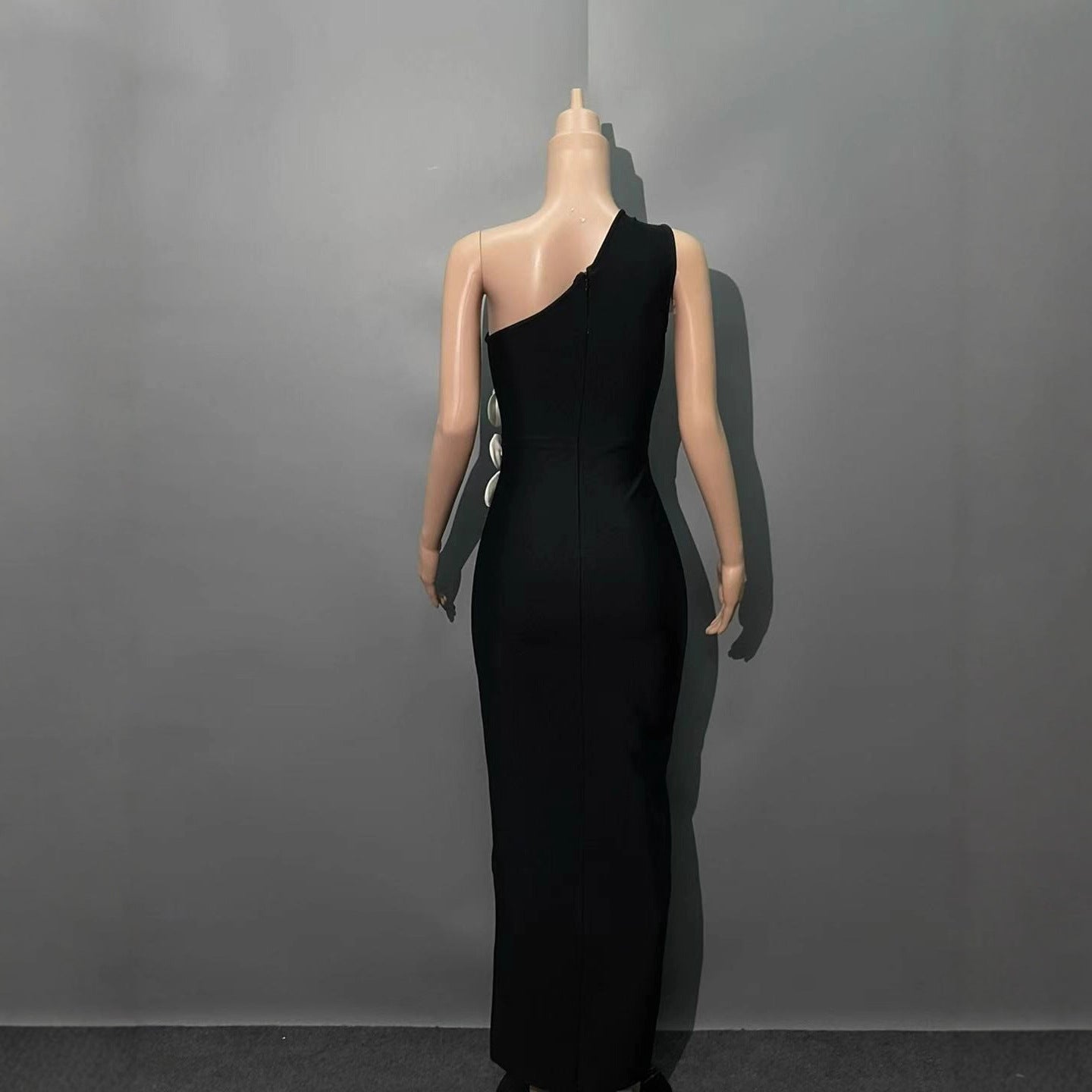 Elegant Off-Shoulder Bandage Dress with 3D Floral Details