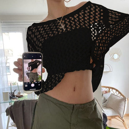 Women's Oversized Mesh Knit Sweater