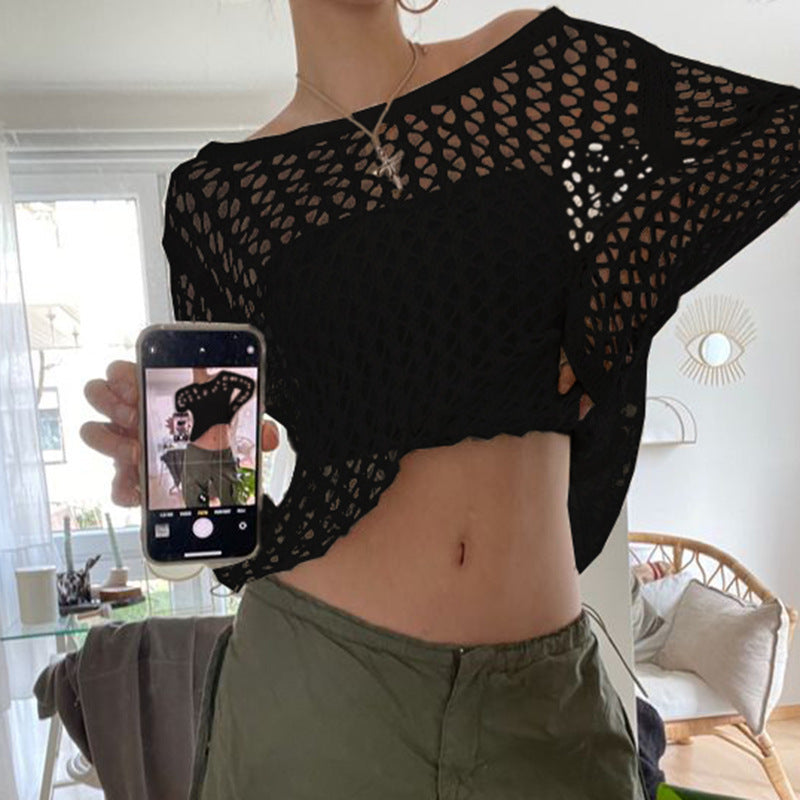 Women's Oversized Mesh Knit Sweater