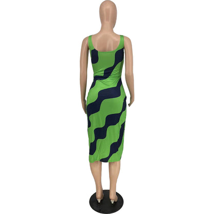Sexy & Stylish High-Slit Print Dress – Women’s Fashion Dress with Side Slit