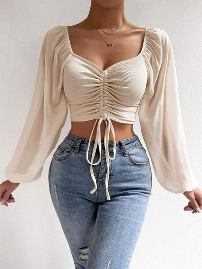 Sexy V-Neck Peplum Chiffon Blouse