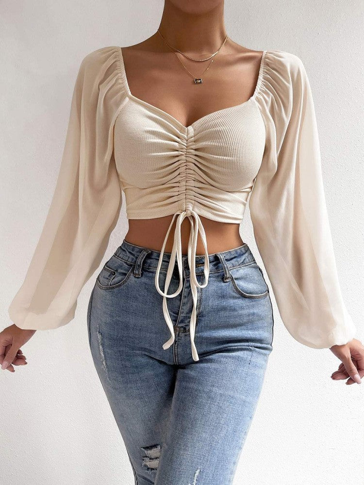 Sexy V-Neck Peplum Chiffon Blouse