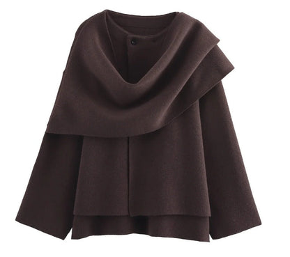 Spring Asymmetrical Scarf Short Loose Knit Coat Jacket
