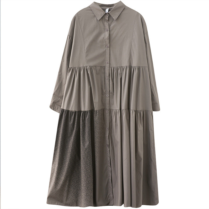 Women Turnover Collar Long Sleeves Shirts Dresses-Dresses-Free Shipping at meselling99