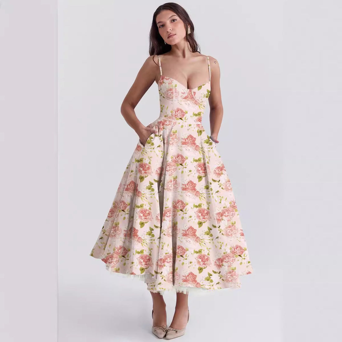 Elegant Princess Gown - French Chiffon Tiered Strapless Ball Gown Dress for Women