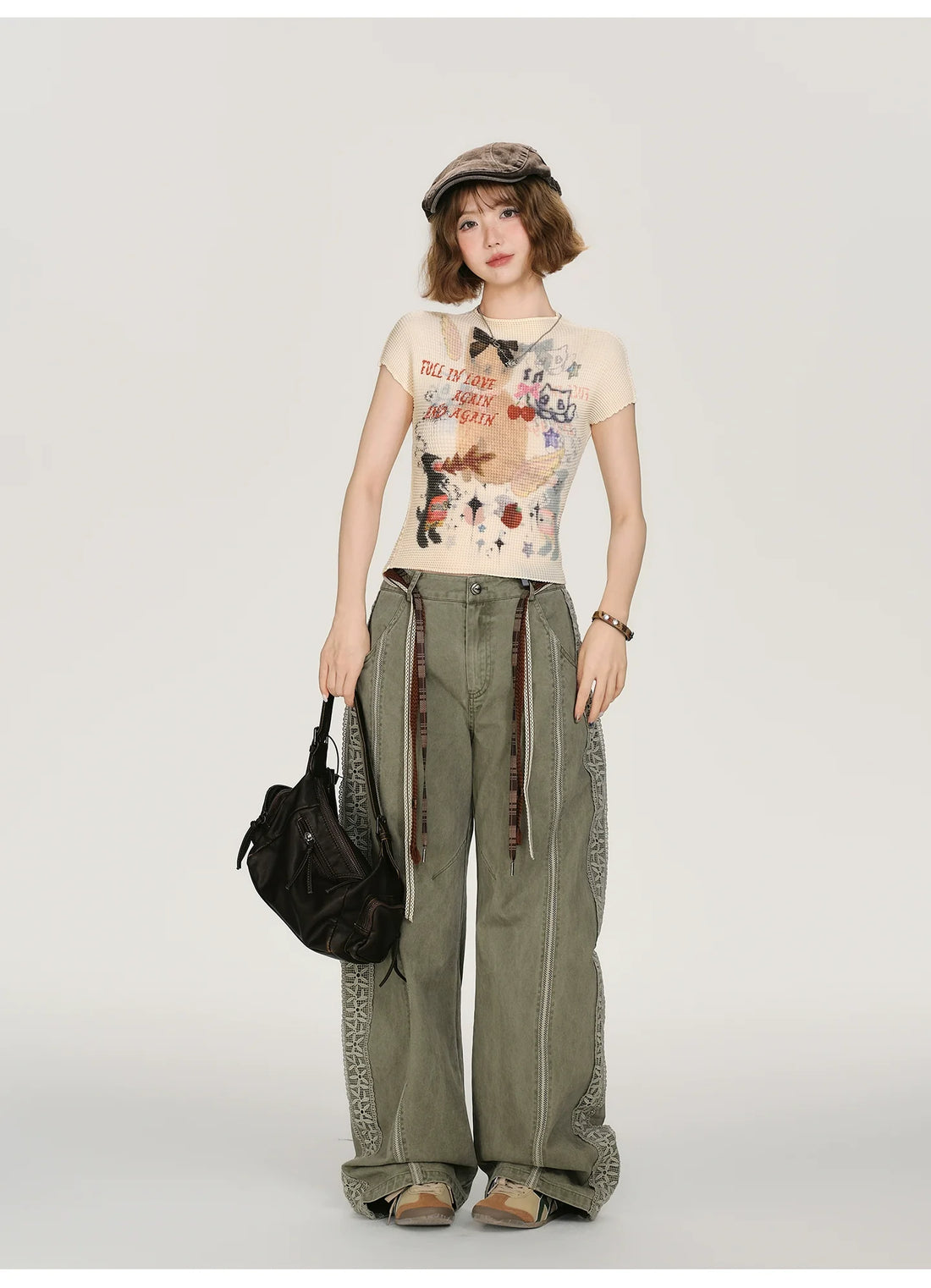 Girlyhalo Vintage Y2K Print Cropped T-Shirt