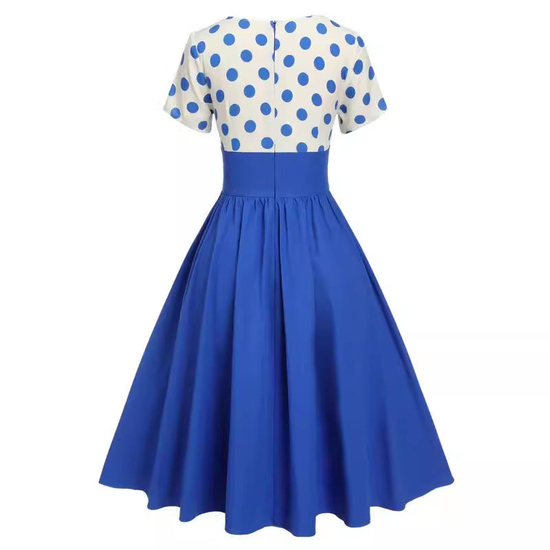Polka Dot Contrast Panel Dress