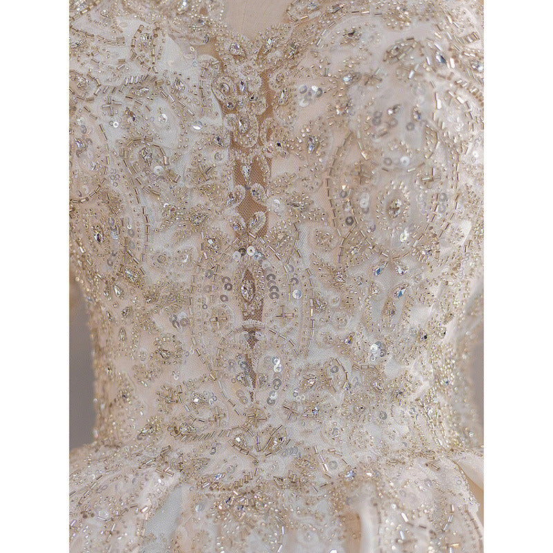 Gorgeous Court V Neck Satin Long Sleeves Bridal Dresses
