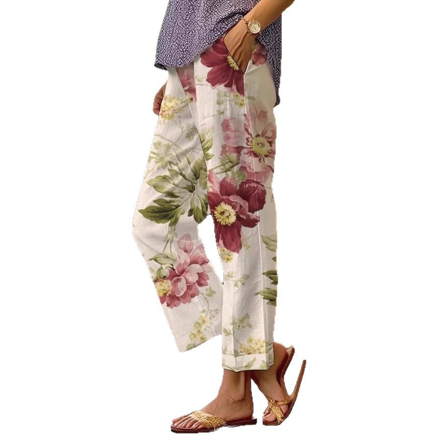 Women's Summer 3D Print Minimalist Cuffed Casual Pants
