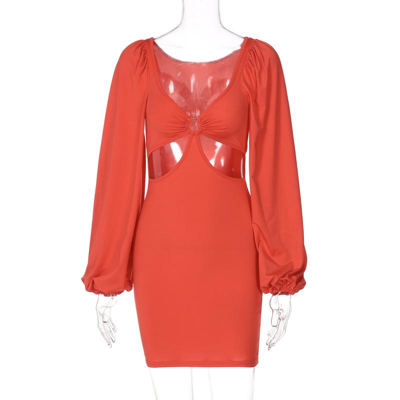 Sexy Lantern Sleeves Summer Short Dresses-Dresses-Red-S-Free Shipping at meselling99
