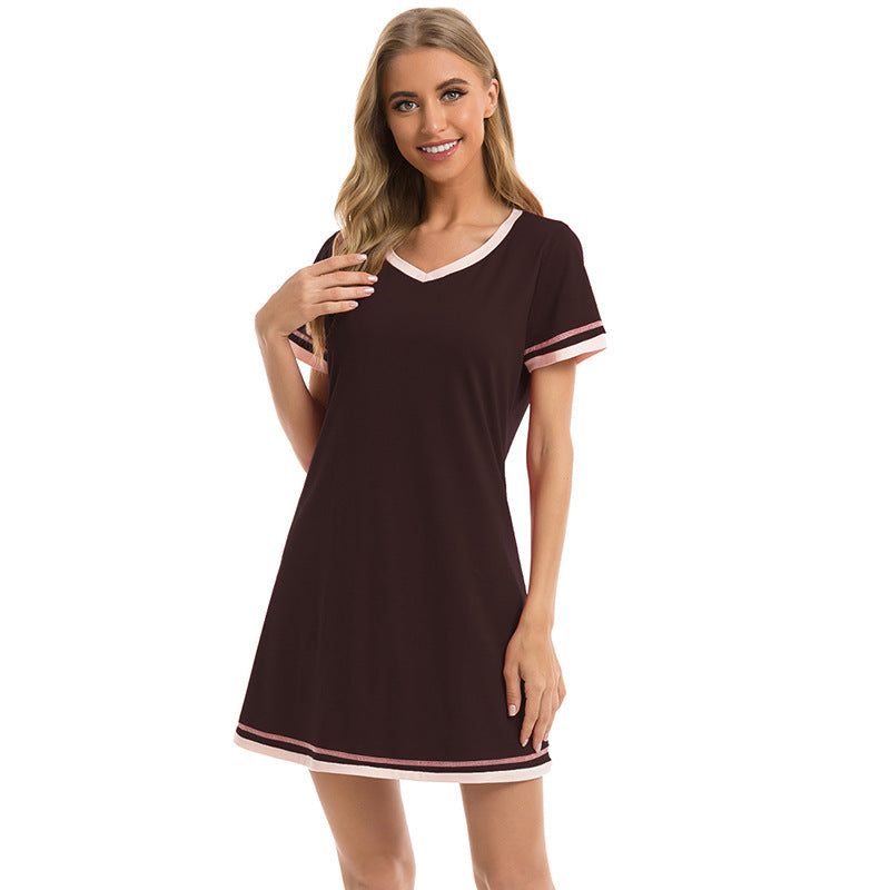 Casual Cotton Short Sleeves Sleepwear Dresses