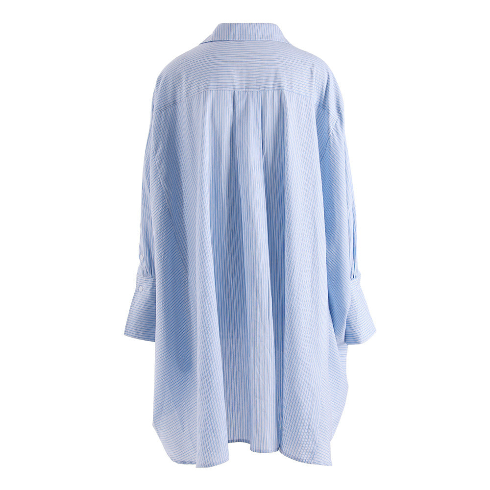 Designed Irregular Striped Long Sleeves Shirts for Women