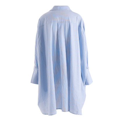 Designed Irregular Striped Long Sleeves Shirts for Women