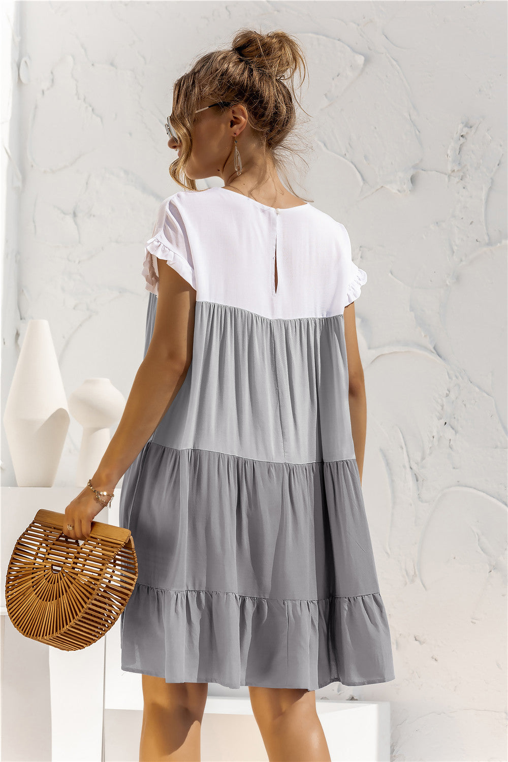 Summer Color Block Loose Fit Short Dress