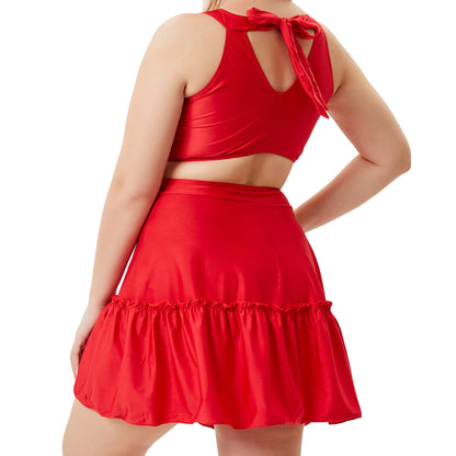 Vintage Red One Piece Summer Plus Sizes Swimwear