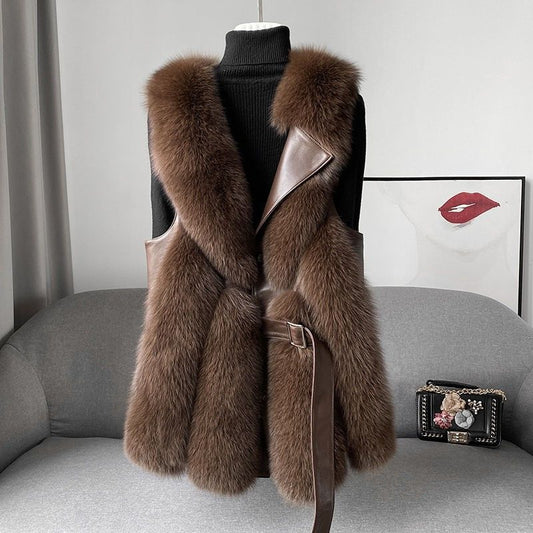 Designed Winter Artificial Fox Fur Sleeveless Vest for Women