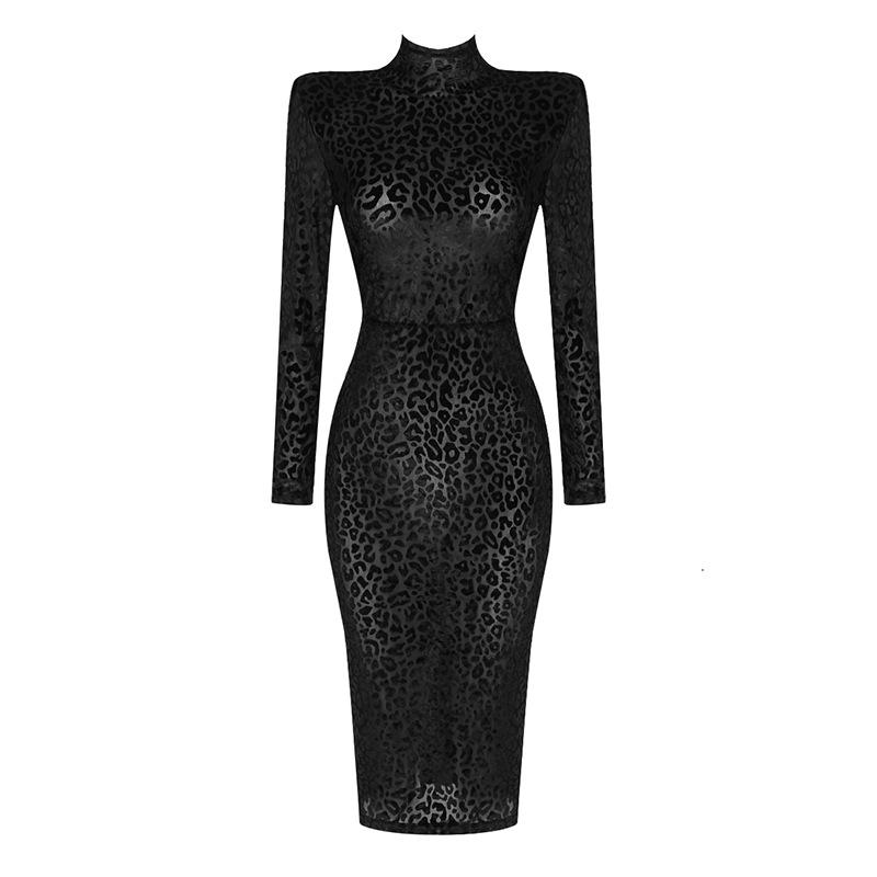 Vintage Leopard Purple Elastic Sexy Party Dresses-Dresses-Black-XS-Free Shipping at meselling99