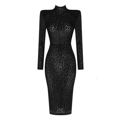 Vintage Leopard Purple Elastic Sexy Party Dresses-Dresses-Black-XS-Free Shipping at meselling99