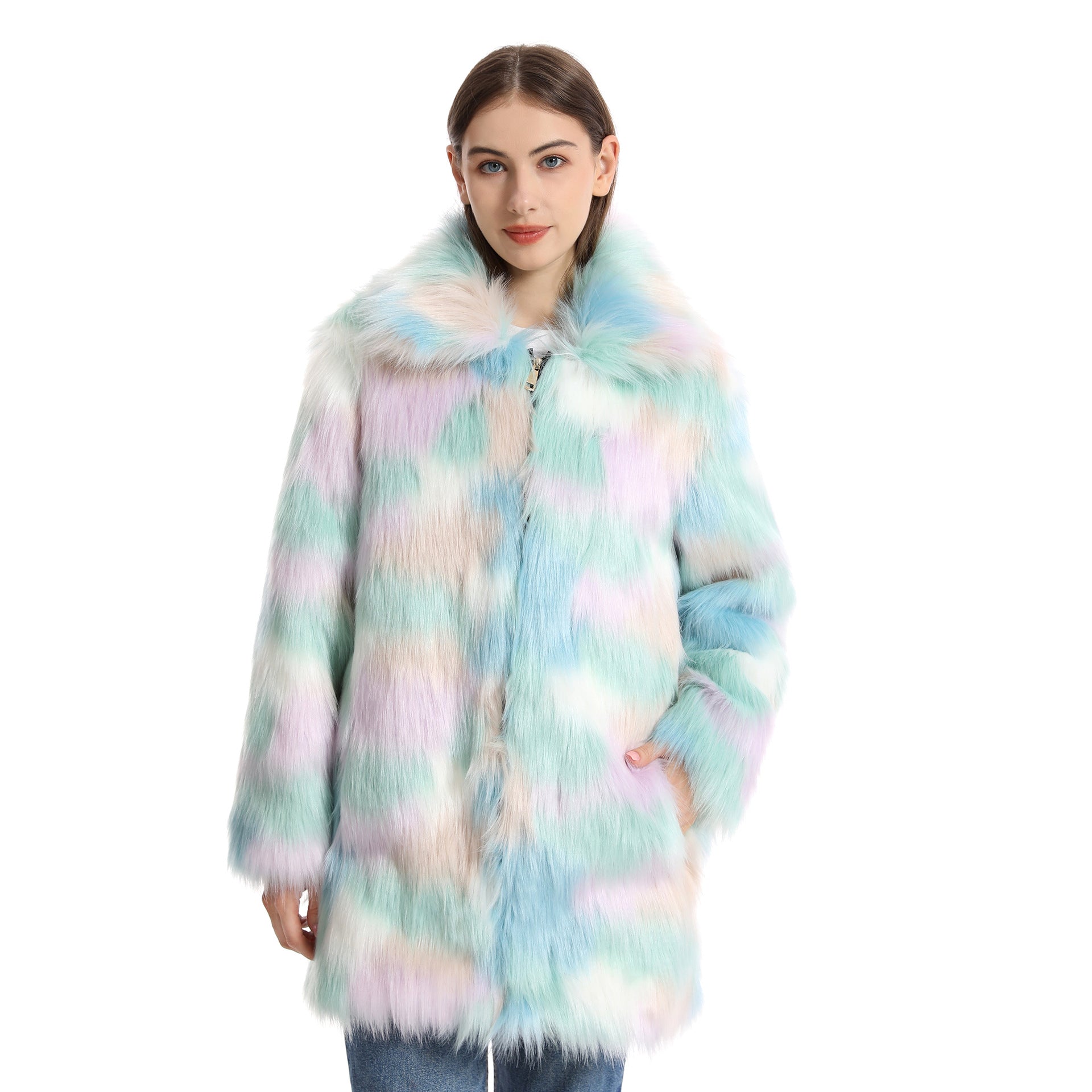 Women's Plush Long-Length Faux Fur Coat