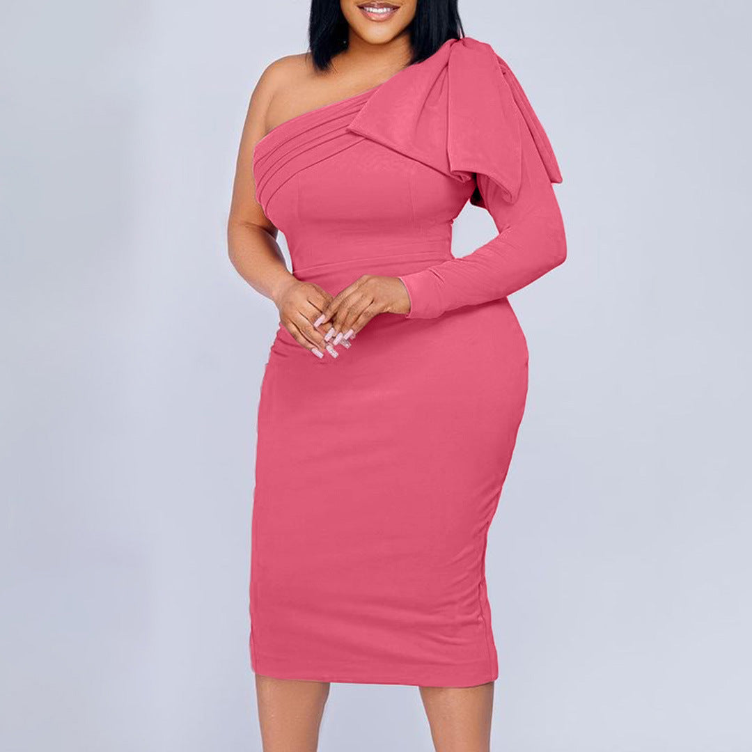Fashion One Shoulder Sheath Women Dresses-Dresses-Free Shipping at meselling99