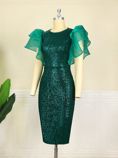 Sexy See Through Green Evening Party Dresses-Dresses-Free Shipping at meselling99