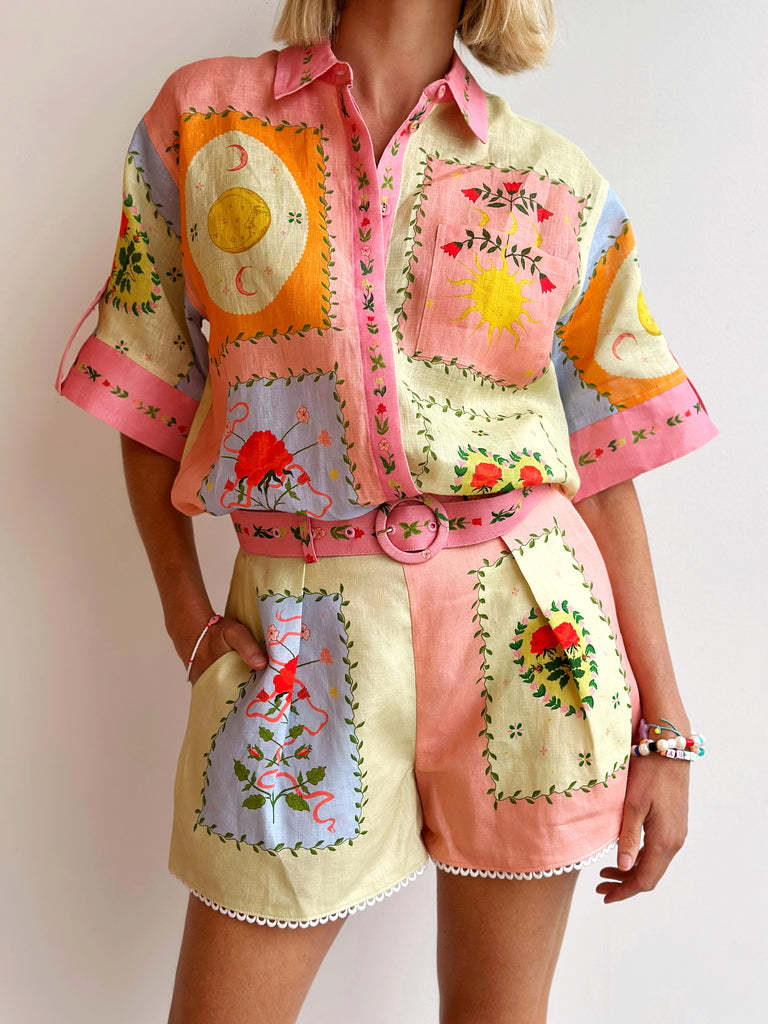 Casual Fashion Linen Shirt & Shorts Set