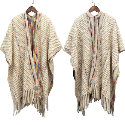 Colorful Popcorn Stitch Knit Shawl
