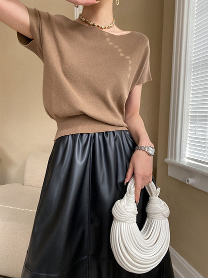 Women's Minimalist Short Sleeve Knit Top