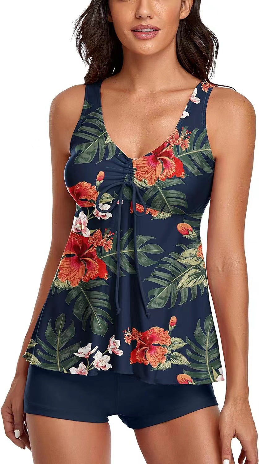 Women's Printed Multi-Colored Conservative Bikini Set
