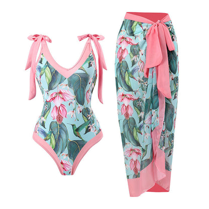 Women's One-Piece Swimsuit with Sun Protection Cover-Up