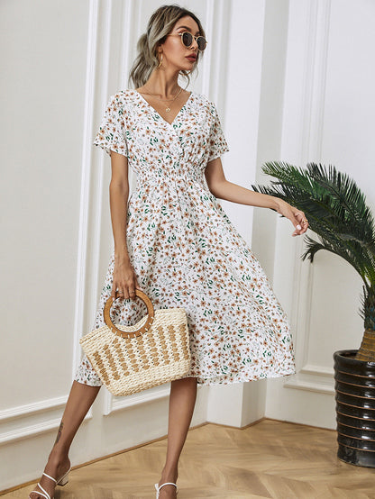 Women's Summer Floral Print Short Sleeve Dress