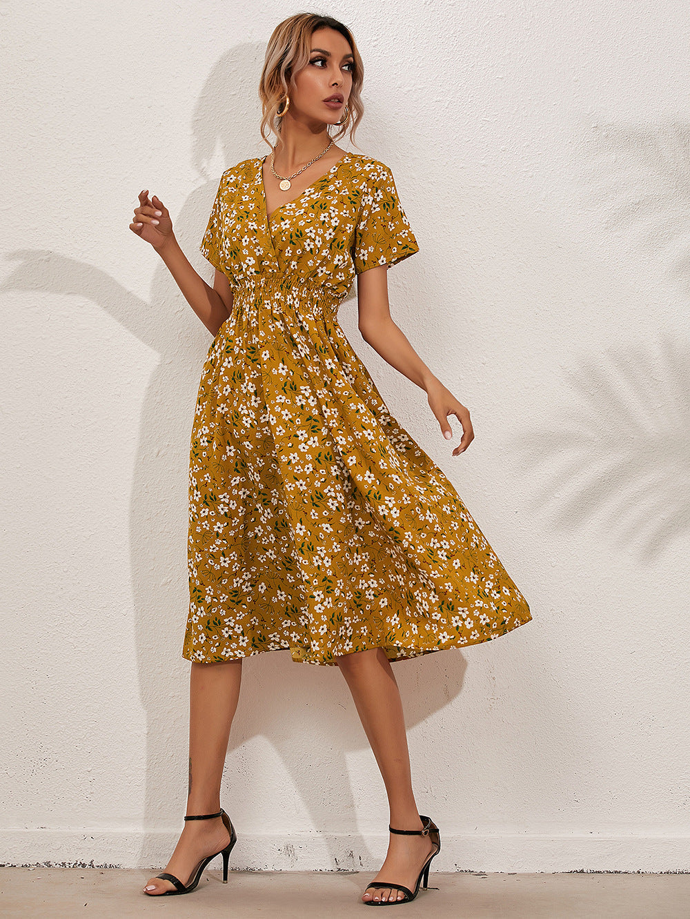 Women's Summer Floral Print Short Sleeve Dress