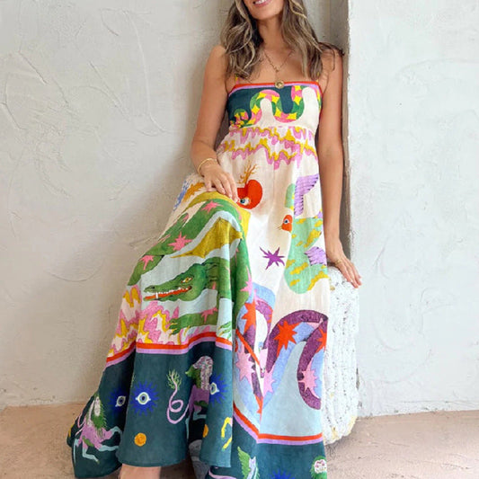 Elegant High-Waist Floral Print Sundress