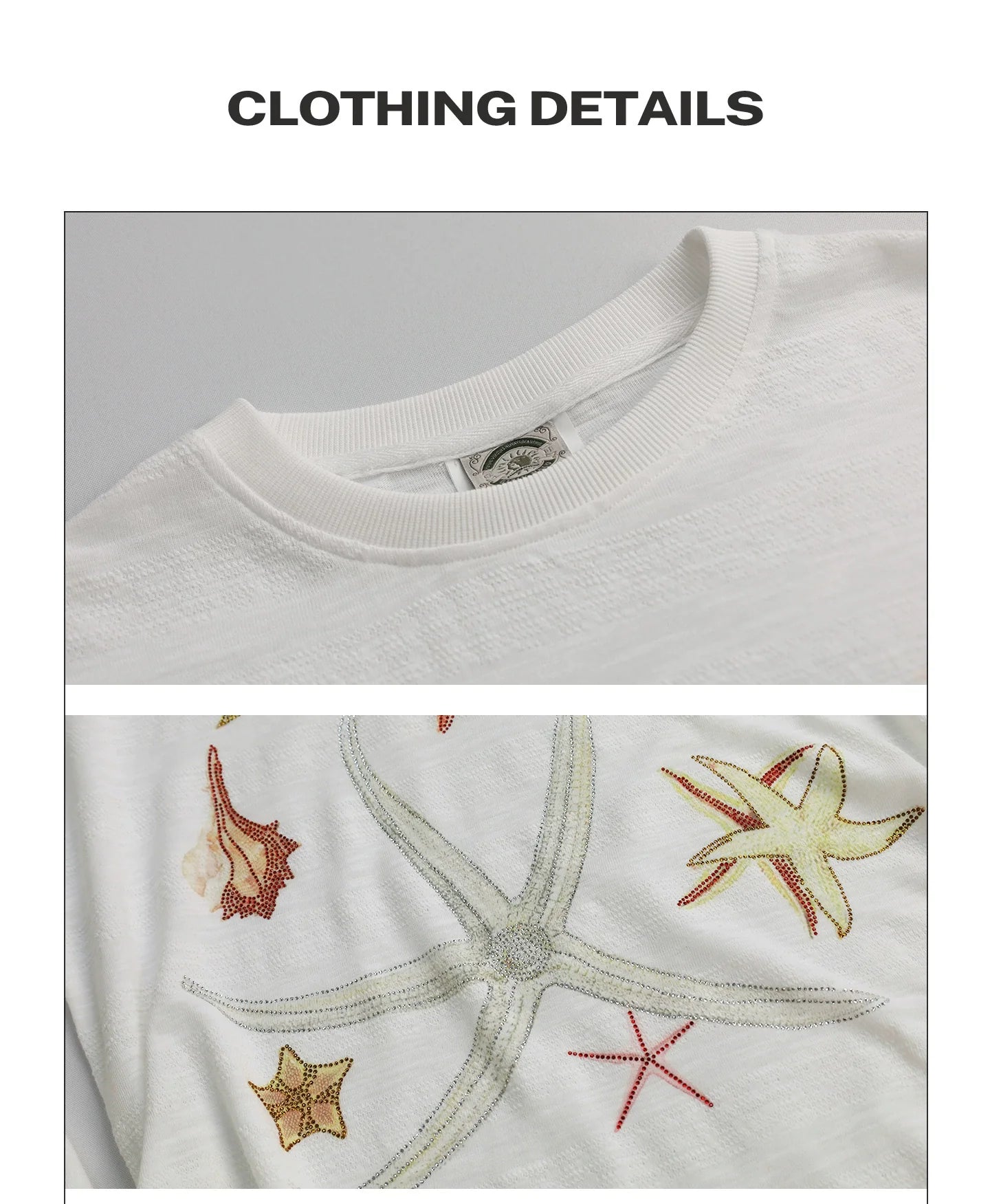 Girlyhalo Retro Print Rhinestone Long Sleeve T-Shirt