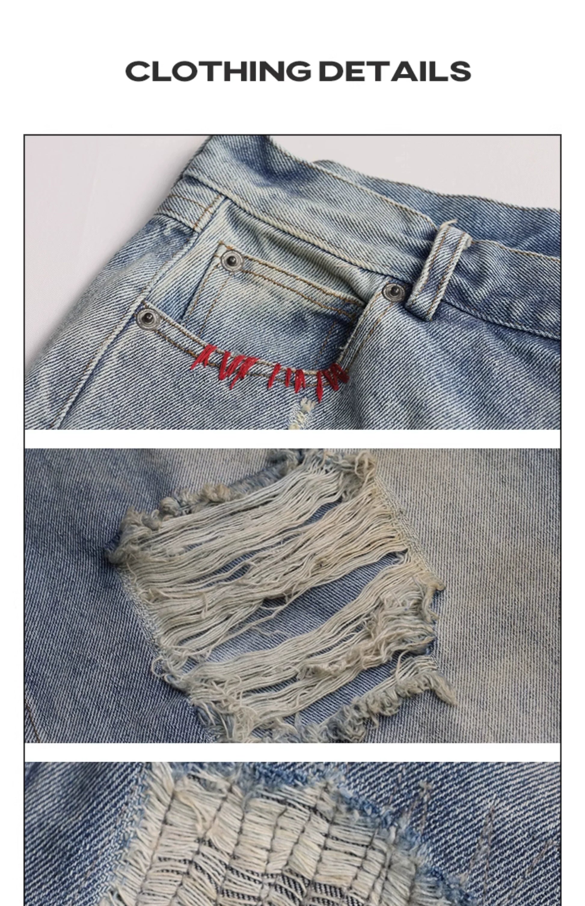 Girlyhalo Women's Retro Washed Distressed Straight-Leg Jeans-S-Blue-Free Shipping Leatheretro