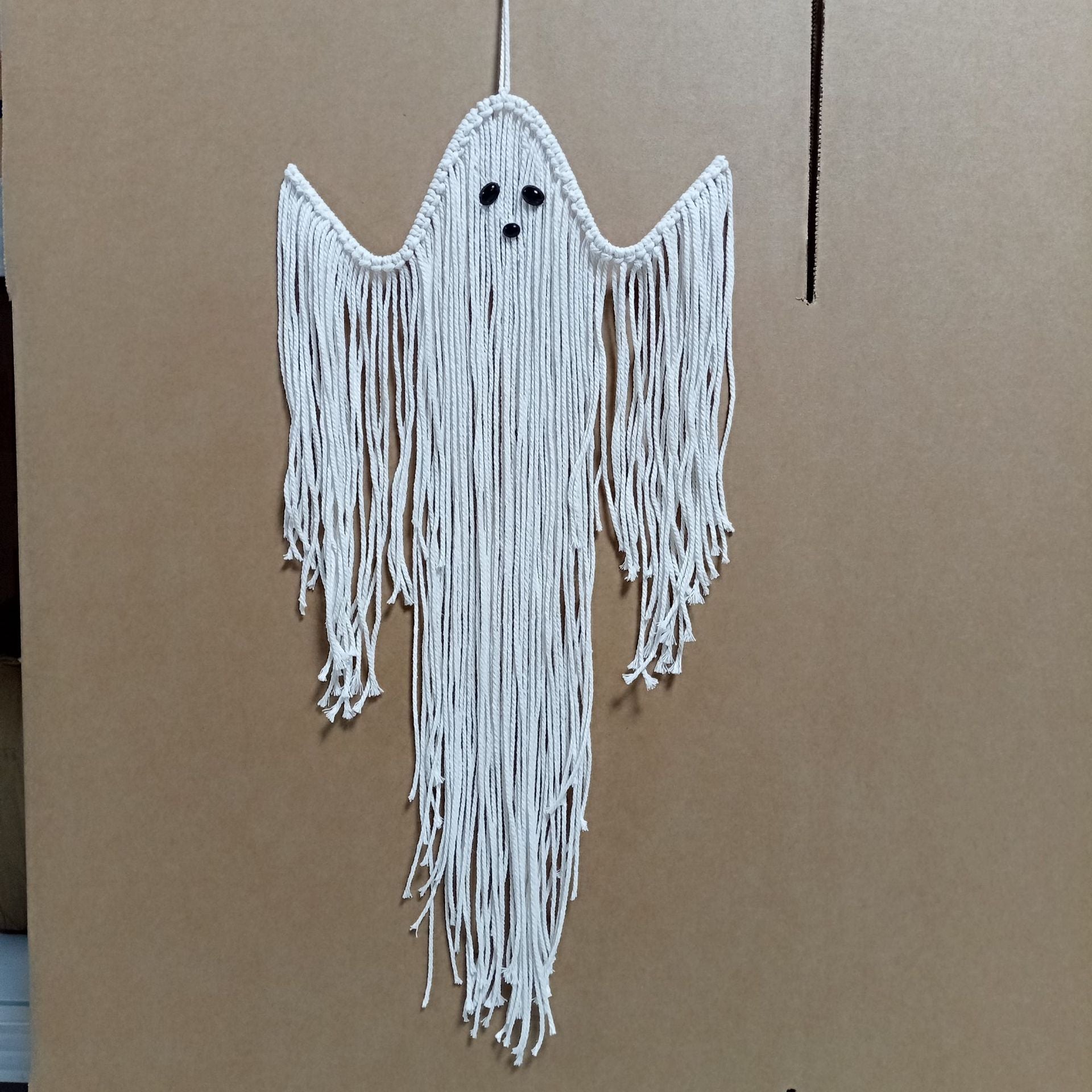 Hand-Knotted Macrame Ghost Halloween Deco