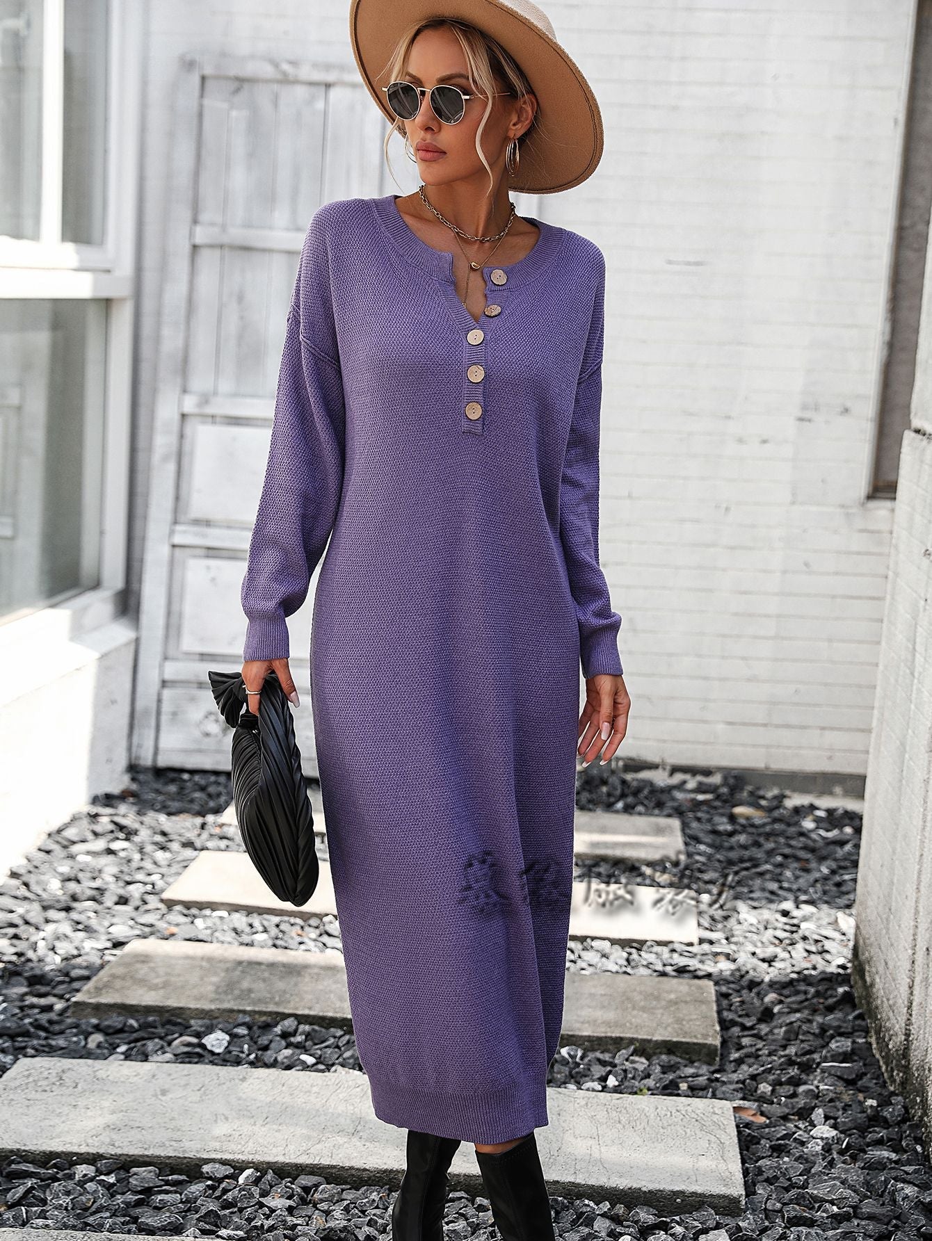 Fashion Button Design Knitted Shirts Dresses