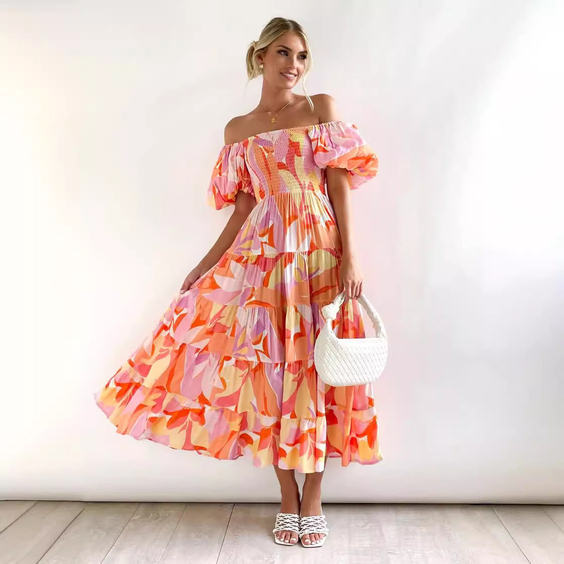Women's Summer Bubble Sleeve Dress