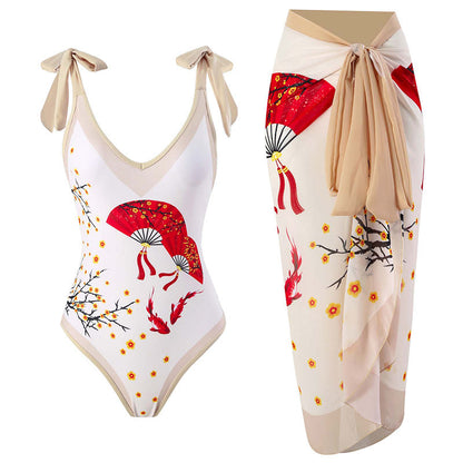 Women's One-Piece Swimsuit with Sun Protection Cover-Up