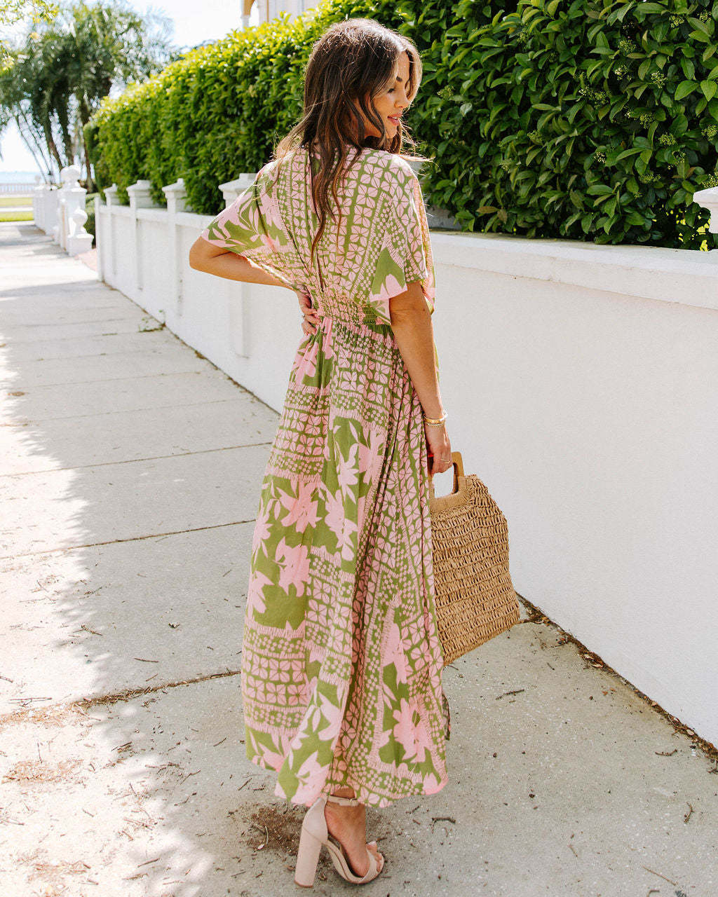 Women's Summer New Fashion Sexy High Waist Floral Print Slit Dress