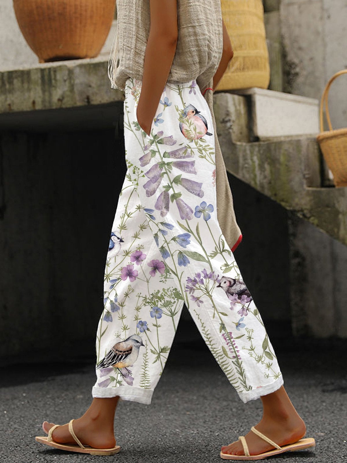 3D Large Print Minimalist Rolled Hem Casual Pants