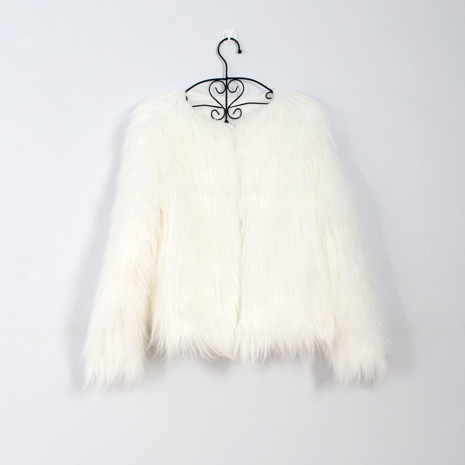 Women Long Sleeve V-Neck Faux Fur Jacket