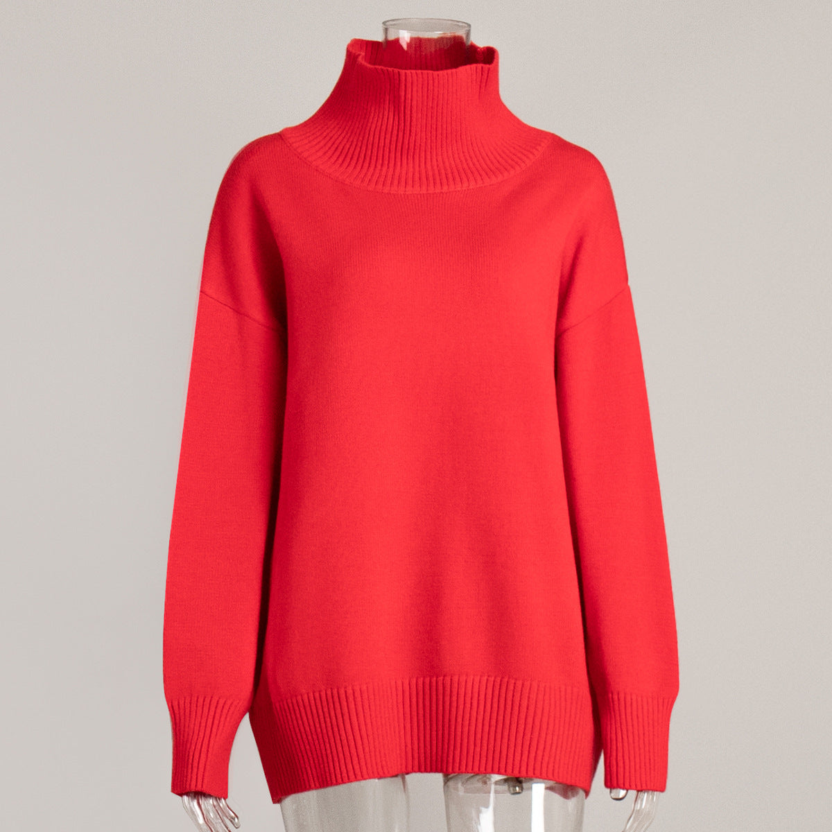 Women's Oversized Solid Color High Neck Sweater