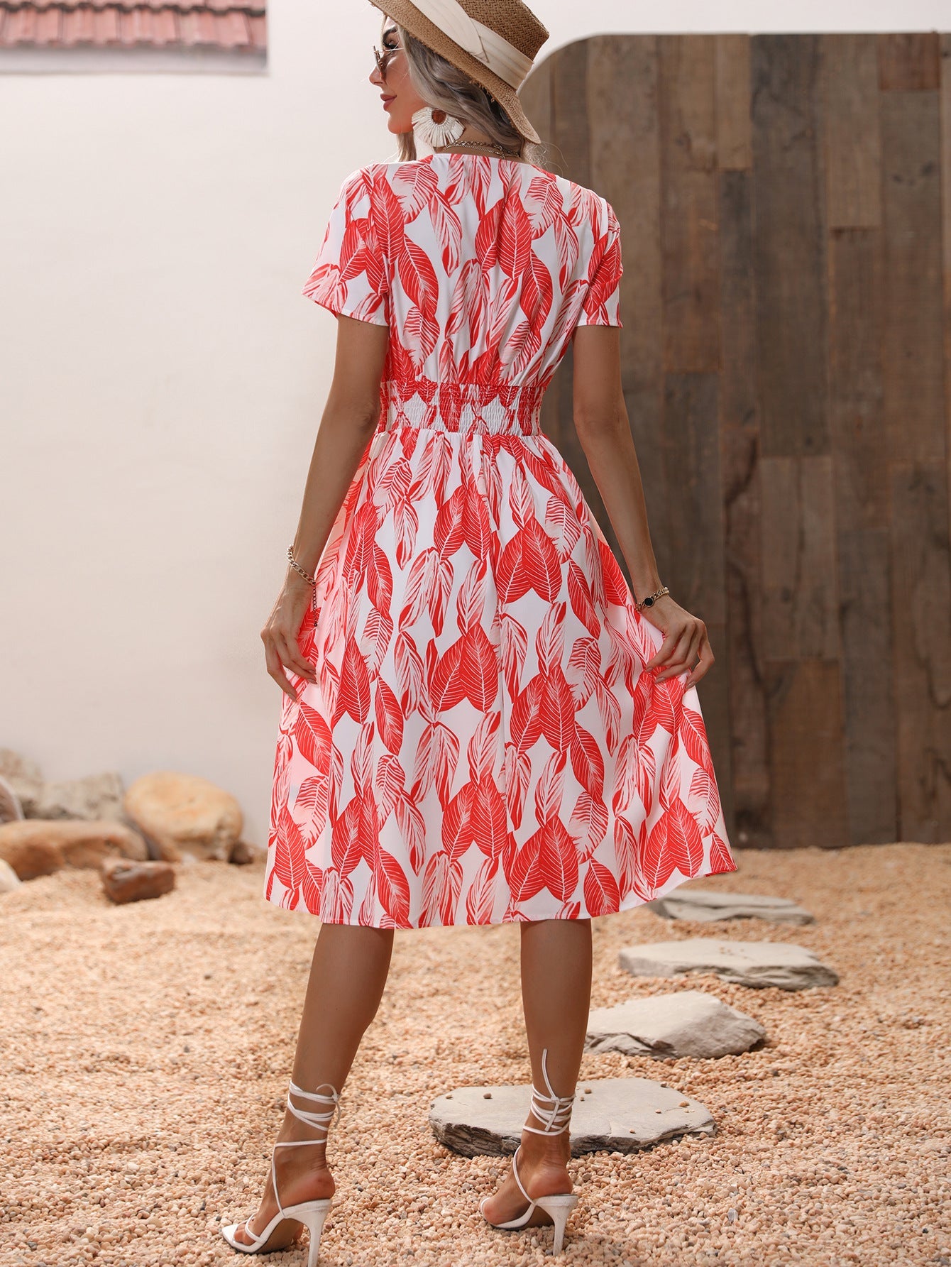 Women's Summer Floral Print Short Sleeve Dress